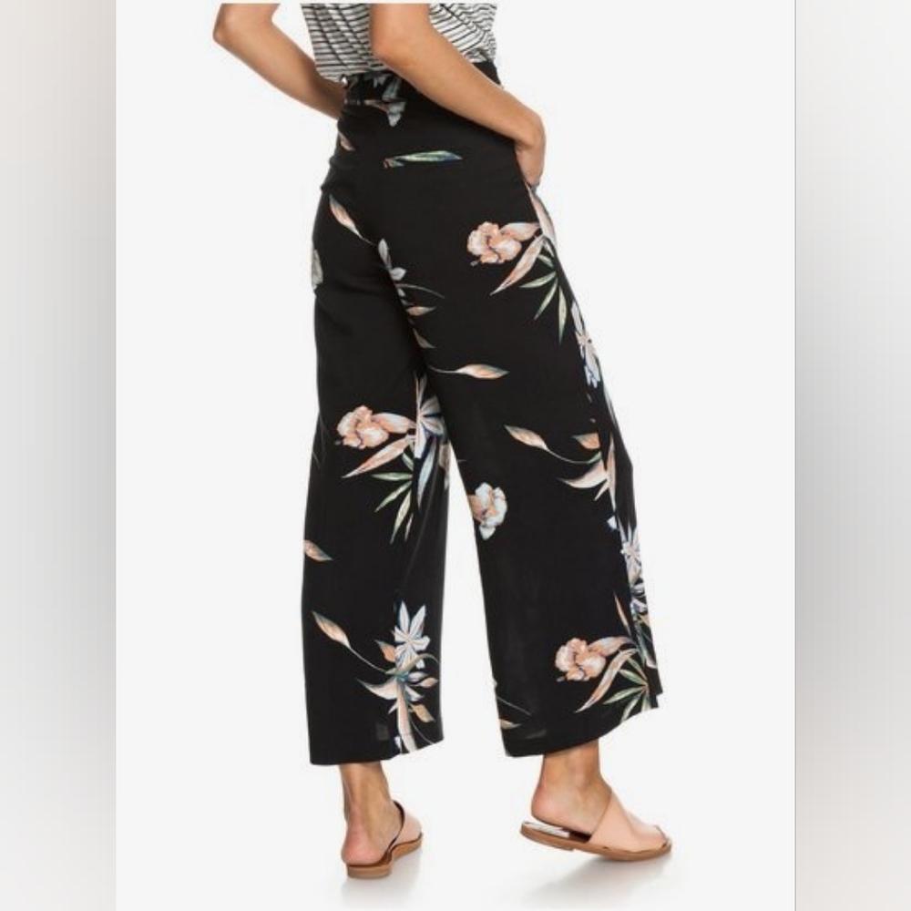 Roxy Black Floral Wide Leg Pants